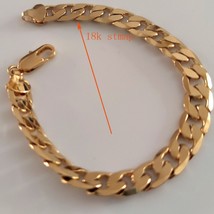 18ct Yellow Gold GF Heavy Miami Curb Cuban Link Chain Mens Bracelet Solid Genuin - £23.75 GBP