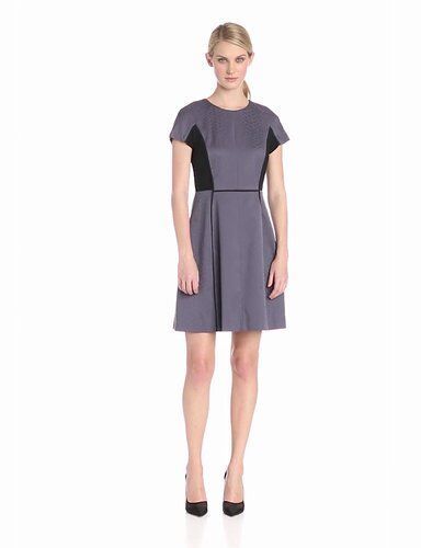 Rebecca Taylor Short Sleeve Snake Jacquard Fit and Flare Knit Dress $395... - $74.24