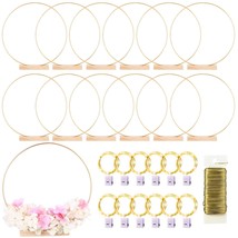 12 Pack Floral Hoop With Stand And Led Fairy Lights 12 Inch Metal Rings ... - $55.99