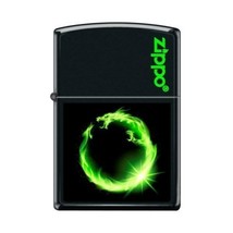 Zippo Lighter - Green Fire Dragon Ring Black Matte - 854054 - £26.14 GBP