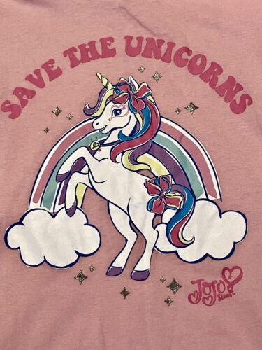 Nickelodeon Jo Jo Siwa Girls Medium 7/8 Save The Unicorns Short Sleeve Long Top - $19.00