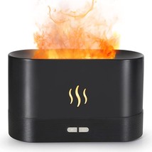 Diffuser with Flame Light Effect 180ml Simulation Flame Aroma Diffuser   (Black) - £23.96 GBP