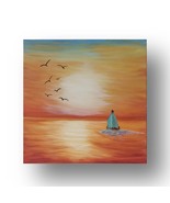 Sunset Seascape Painting on Canvas, Sunset Ocean, Sunrise Wall Decor, Sa... - £96.15 GBP