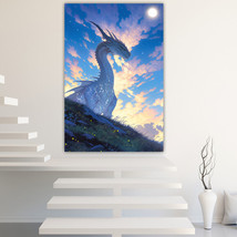 Blue dragon Canvas Painting Wall Art Posters Landscape Canvas Print Picture - £11.06 GBP+