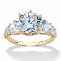 PalmBeach Jewelry 7.20 TCW Round Gold-Plated Sterling Silver CZ Engagement Ring - £21.43 GBP