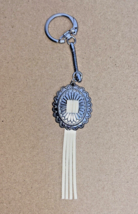 Handcrafted Western Fringe Medallion Chrome Steel Key Chain Charm Accessory - $14.00
