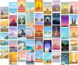 Herzii Prints Vintage Travel City Posters Collage Kit For Wall, 44 Pcs. ... - $31.98