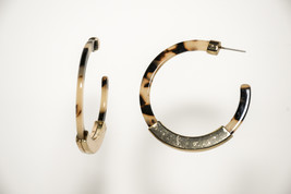 Tortoise round hoop earrings with gold trim - £5.40 GBP