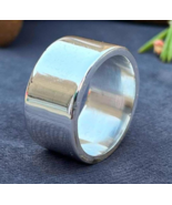 925 Sterling Silver, Solid Silver, Wide Band Ring, Smooth Edges, Unisex - $23.10 CAD+
