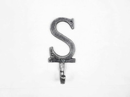 [Pack Of 2] Rustic Silver Cast Iron Letter S Alphabet Wall Hook 6&quot;&quot; - £36.75 GBP