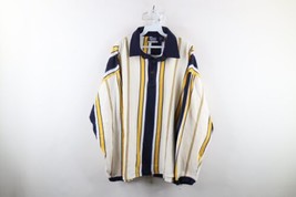 Vintage 90s Streetwear Mens 2XLT Striped Color Block Knit Long Sleeve Rugby Polo - £54.26 GBP