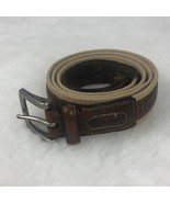 Columbia Beige Cotton Web &amp; Brown Genuine Leather Belt - Men&#39;s Size 44/110 - $11.26