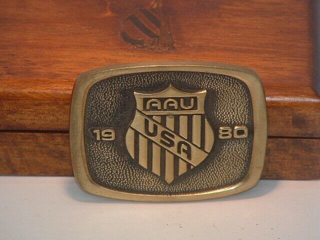 Primary image for Pre-owned Vintage 1980 BTS Solid Brass AAU USA Belt Buckle