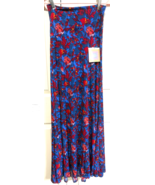 Lularoe Blue with Red Flowers X XS Maxi Floor Length Skirt NEW - €12,79 EUR