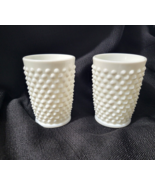 2 Vintage Fenton WHITE HOBNAIL MILK GLASS 3-1/2&quot; Flat Tumblers 5 oz #394... - $27.12 CAD