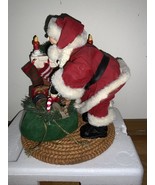 Christmas Santa Claus Fireplace Fabric Mache Figurine Décor 10&quot; Tabletop - $40.04 CAD