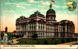 Capitol Building State Crest Indianapolis Indiana IN 1909 DB Postcard T17 - £2.25 GBP