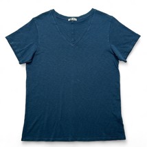 American Giant T-shirt Womens XL Green 100% Cotton Slub Short Sleeve V-N... - $24.00