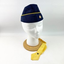 Vintage BSA Den Mother&#39;s Hat Cub Scouts Pin Neck Tie Blue Yellow - £23.58 GBP
