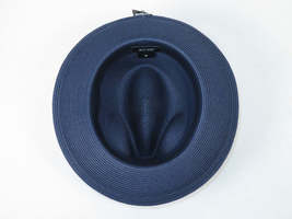 Men's Milani Straw Braided Fedora Hat Soft Crushable FDS-002 Solid Navy image 5