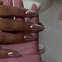 24 Pcs Almond Medium White Acrylic Press On Nails Glitter Full Cover - $178.41 MXN