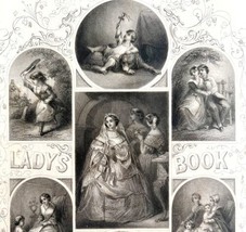 Lady Godey&#39;s Steel Engraving 1859 Victorian Seven Ages Of Art DWY5C - £55.05 GBP
