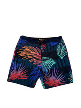 Hurley Board Shorts Navy Blue Neon Palm Leaves Waist 38 Swim Summer Beach - $18.39