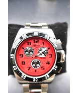 Reliance Chronograph Red Dial Men&#39;s Watch Croton Silver Tone Band Keeps ... - $1,106.62 MXN