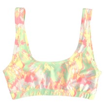 H &amp; M Neon Green Yellow Burst Square Neckline Print Bikini Top Bathing S... - $14.85