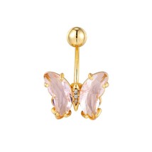 Colorful Crystal Butterfly Navel Earring 16G 10mm Surgical Steel Belly Button Pi - £9.74 GBP