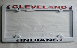New Cleveland Indians White Plastic License Plate Frame Chief Wahoo Coll... - £35.60 GBP