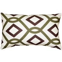 Tuscany Linen Sage Diamond Chain Throw Pillow 12x19, with Polyfill Insert - £35.93 GBP