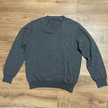Grant Thomas Gray Merino Wool V Neck Pullover Sweater Size Medium Made In Italy - £21.92 GBP