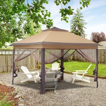 11X11Ft.Waterproof Patio Gazebo Shelter With Ground Nail And Rope, Outdoor Pop - £155.50 GBP