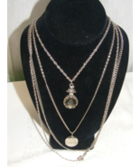 Vintage Goldette Silver Tone 4 Strand Necklace Locket Cameo - $1,420.12 MXN