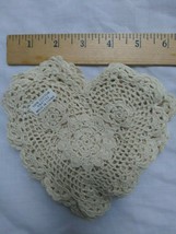 Wholesale Doily Lot 12 Beige/Ecru 6&quot; Crochet Heart Doilies Free US Ship - £8.91 GBP