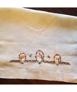 Vintage Hand Embroidery Linen Table Runner Flowers 26x18 Inch - €12,15 EUR
