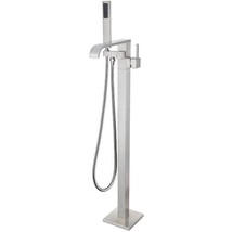 AKDY 1 Handle Freestanding Floor Mount Tub Faucet w/ Hand Shower Brushed Nickel - £181.12 GBP