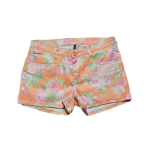 be-girl Basics Short Shorts ~ Sz 9/10 ~ Orange ~ Floral ~Mid Rise ~ 2.5&quot;... - £11.97 GBP