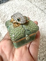 Royal Jeweled Trinket Box SWAROVSKI Crystals Decorated Enamel Frog Ring Box - £66.28 GBP