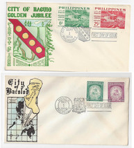 Philippines 2 FDCs 1959 Cities Baguio Bacolod SC 656 657 804 805 Thermog... - $5.95