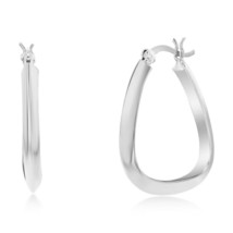 Sterling Silver 27mm Triangle-Shaped Hoop Earrings - Rhodium Plated - £48.60 GBP