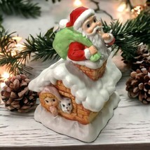 Vtg Ceramic Christmas Musical Wind Up Figure Plays “Jingle Bells”Santa 9inx3.5in - £12.72 GBP