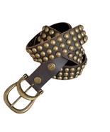 Bed Stu Brown Leather Brass Rivet Belt Size 34 - $58.00