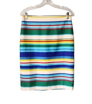 Talbots Cotton Striped Straight Skirt Size 4 Lined Colorful Back Slit Ca... - $17.09