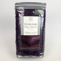 Wamsutta Damask Stripe Full Bedskirt Potent Purple 15” Drop 500TC Dust R... - $404.11 MXN