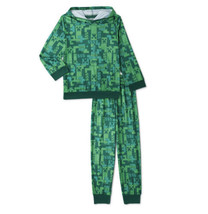 Minecraft Hooded Boy&#39;s Pajama Set Size Small 6/7 Licensed Pants &amp; Hoodie... - £15.92 GBP