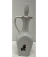 VTG MOSS ROSE PORCELAIN PITCHER/VASE GOLD RIM 6&quot; W/ Stopper - €14,58 EUR