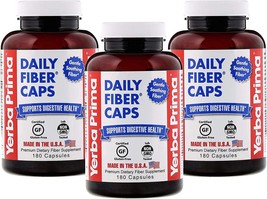 Yerba Prima Daily Fiber Capsules  180 Caps (Pack of 3) - Soluble Dietary... - £61.20 GBP