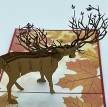 Deer 3D Pop Up Card Father&#39;s Day Hunting Fall Outdoor Nature Buck 10 Pointer - £9.31 GBP